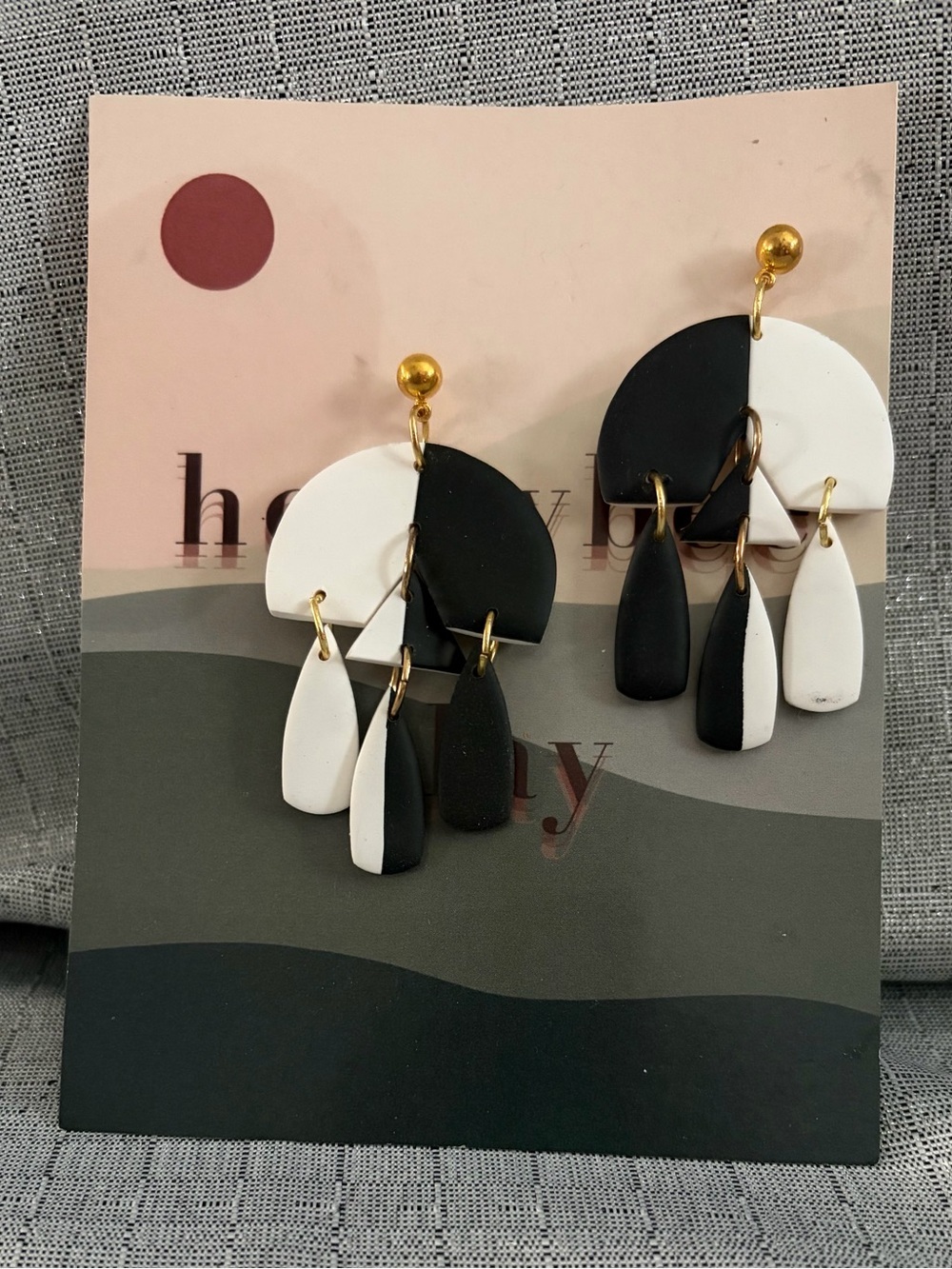 Black & White Geometric Dangle Earrings